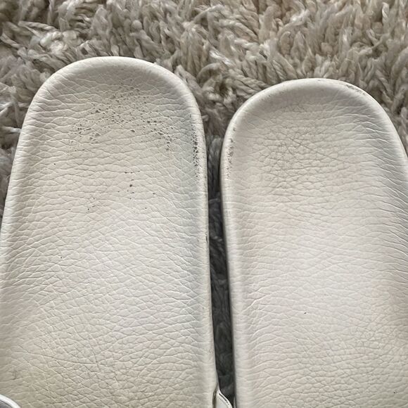 BALENCIAGA | White Leather Logo Slides - Picture 7 of 14